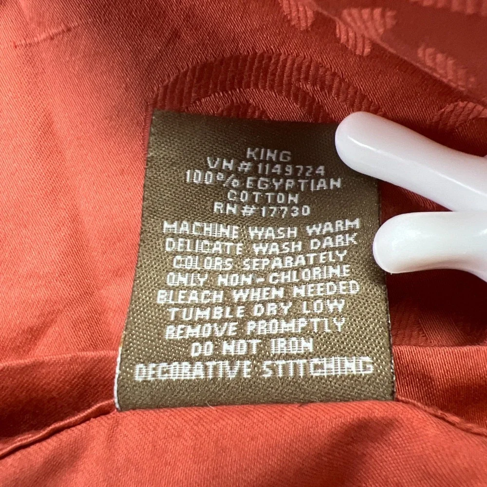 Fieldcrest Luxury King Pillow Sham (1) Rust Damask Embroidery Cotton (24